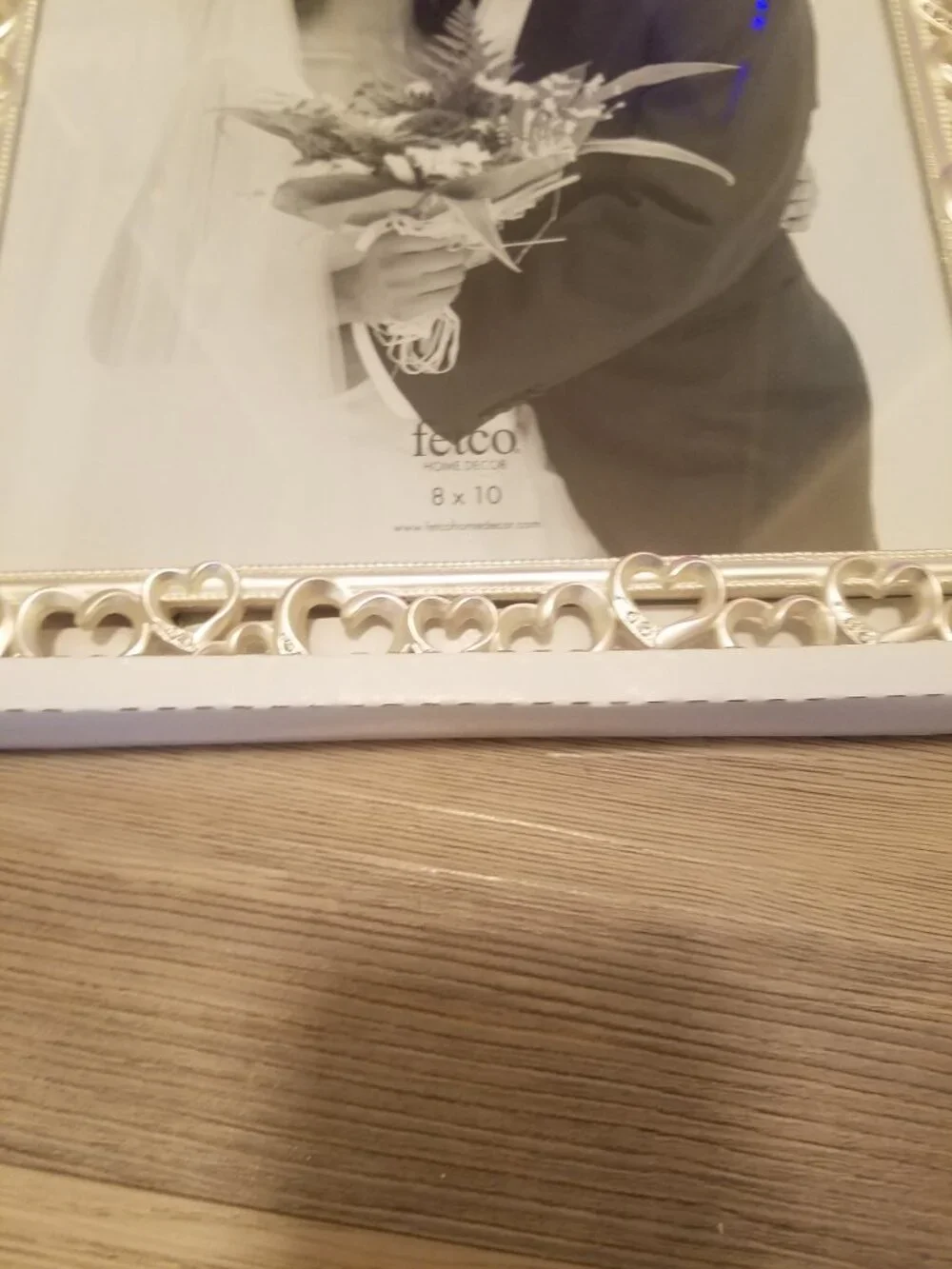 Fetco Silver Heart-Trim Photo Frame With Diamond Accents Border Heart 8x10